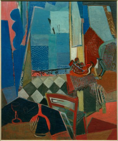 Window View with Pipe, Glass, and Tiled Floor by Oskar Moll